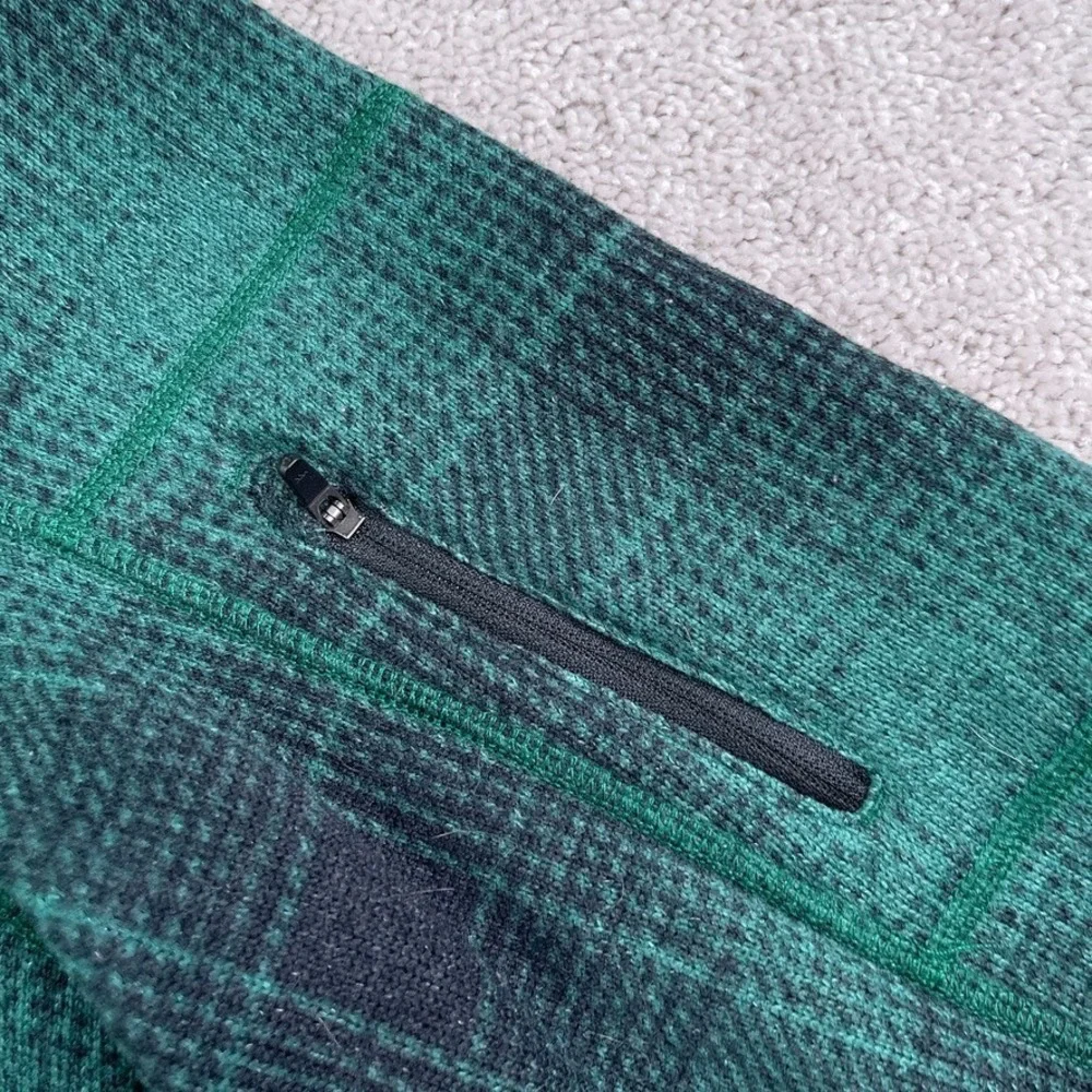 North Face Sweater Mens Small Green Plaid Gordon Lyons Fleece Half Zip Pullover‎